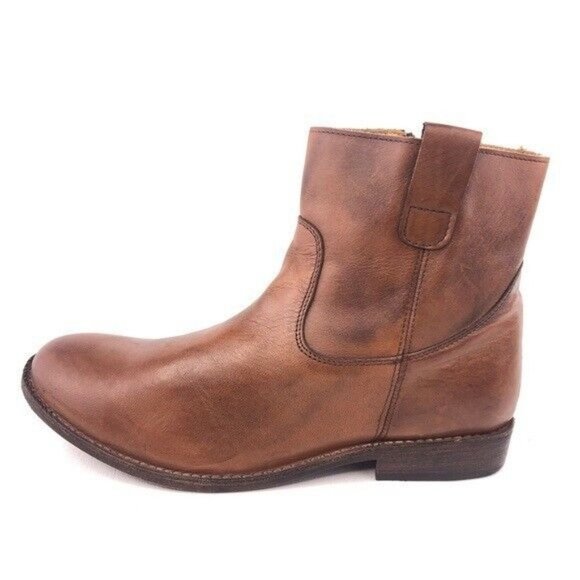 Bed Stu Rustic Brown Leather Zip Ankle Boots 11 - Picture 1 of 13
